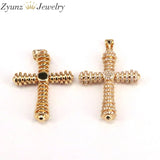 5PCS CZ Micro Pave Cross Pendant, Clear CZ Pave Cross Charm, Plated