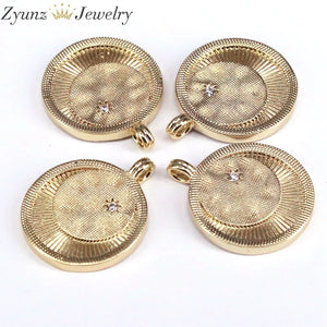 5PCS Micro Pave Cresent Moon Star Coin Pendant CZ Charm Necklace Bracelet