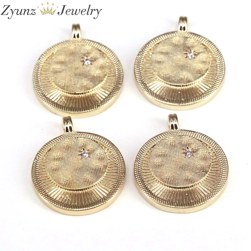5PCS Micro Pave Cresent Moon Star Coin Pendant CZ Charm Necklace Bracelet