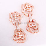 5PCS CZ Micro Pave Flower Buckle Clasp in Silver and Rose Gold