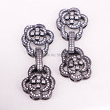 5PCS CZ Micro Pave Flower Buckle Clasp in Silver and Rose Gold