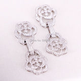 5PCS CZ Micro Pave Flower Buckle Clasp in Silver and Rose Gold