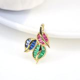 5PCS CZ Mini Small Leaf Charms for Jewelry Making Necklace Bracelet Earrings