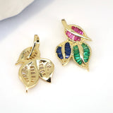 5PCS CZ Mini Small Leaf Charms for Jewelry Making Necklace Bracelet Earrings