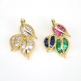 5PCS CZ Mini Small Leaf Charms for Jewelry Making Necklace Bracelet Earrings