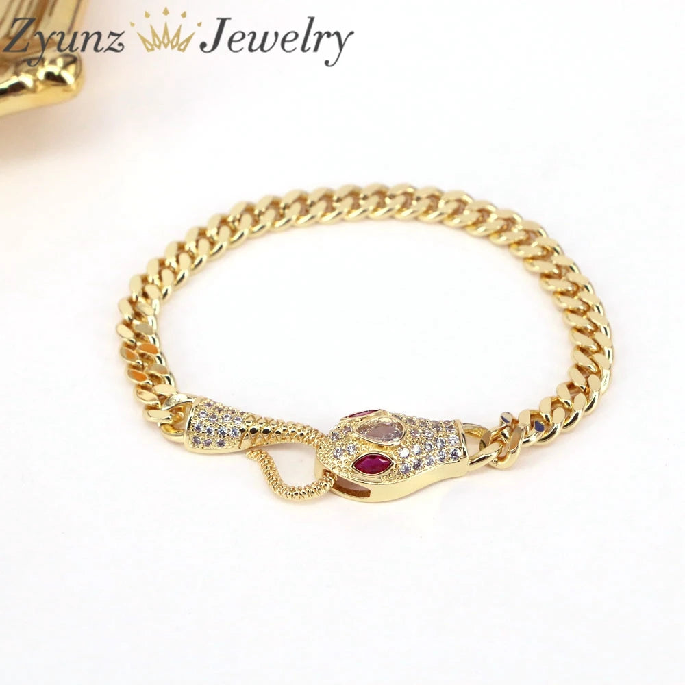 Bohemia CZ Pave Zircon Snake Bracelet Gift For Women