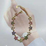 5PCS CZ Star Charm Link Chain CZ Bracelets