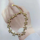 5PCS CZ Star Charm Link Chain CZ Bracelets