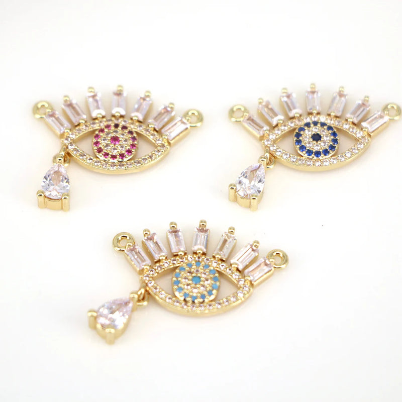 5PCS Evil Eye CZ Zircon Charms Pendants DIY Jewelry Making