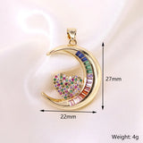 5PCS CZ Zircon Heart Necklace Pendant Copper Plated Jewelry Making Gift