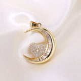 5PCS CZ Zircon Heart Necklace Pendant Copper Plated Jewelry Making Gift