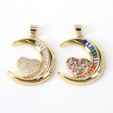 5PCS CZ Zircon Heart Necklace Pendant Copper Plated Jewelry Making Gift