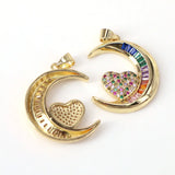 5PCS CZ Zircon Heart Necklace Pendant Copper Plated Jewelry Making Gift