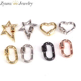5PCS CZ Star/Heart/Oval Screw Clasp Carabiner Jewelry