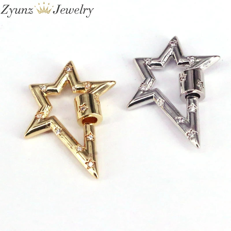 5PCS CZ Star/Heart/Oval Screw Clasp Carabiner Jewelry