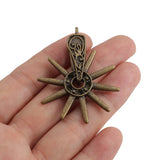 5PCS Antique Bronze Wheel Charms for Jewelry Making DIY Crafts