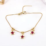 Delicate CZ Paved Star Charm Chain Bracelet for Women