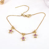 Delicate CZ Paved Star Charm Chain Bracelet for Women