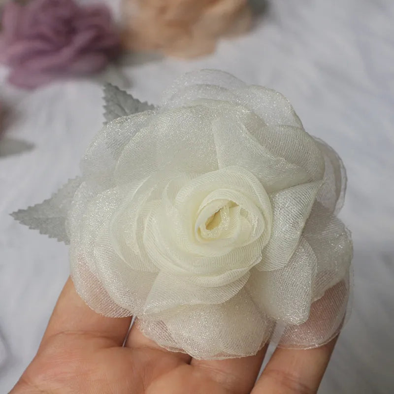 5PCS DIY Chiffon Flower Headwear Wedding Dress Home Decoration