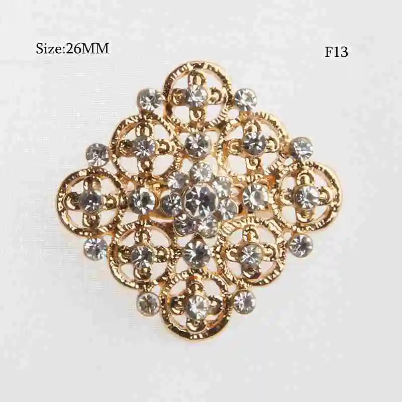 5PCS Crystal Rhinestones Brooches Pins Wedding Bouquets Metal Brooch