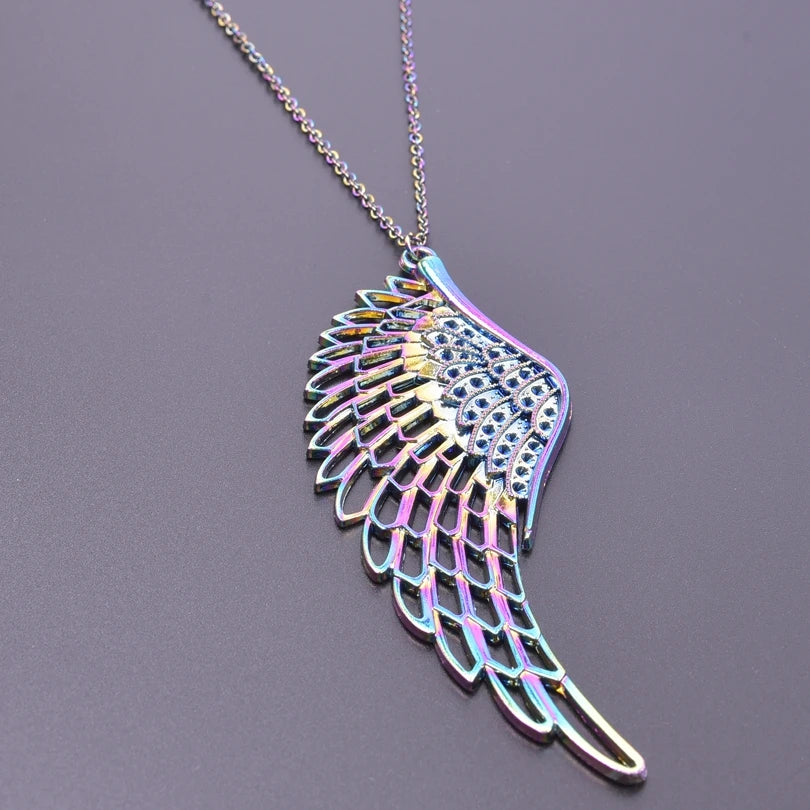 5PCS Wing Charm Pendant Rainbow Alloy For Jewelry Making Earring Necklace Bulk
