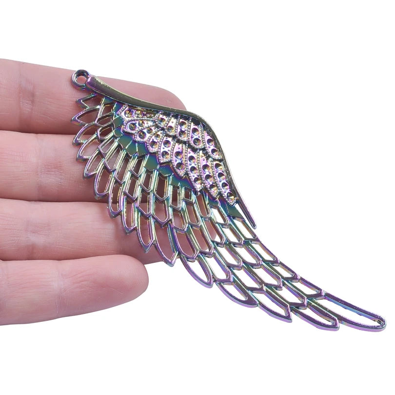 5PCS Wing Charm Pendant Rainbow Alloy For Jewelry Making Earring Necklace Bulk