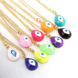Enamel Crystal Eye Pendant Necklace Chain Jewelry Gift