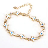 Colorful Enamel Cross Evil Eye Bracelet