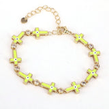 Colorful Enamel Cross Evil Eye Bracelet