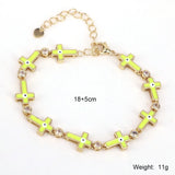 Colorful Enamel Cross Evil Eye Bracelet