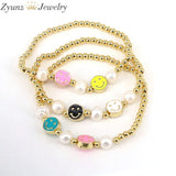 Colorful Enamel Smiley Bracelet For Women Girls Jewelry Ball Beads Bracelet