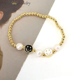 Colorful Enamel Smiley Bracelet For Women Girls Jewelry Ball Beads Bracelet