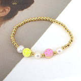 Colorful Enamel Smiley Bracelet For Women Girls Jewelry Ball Beads Bracelet