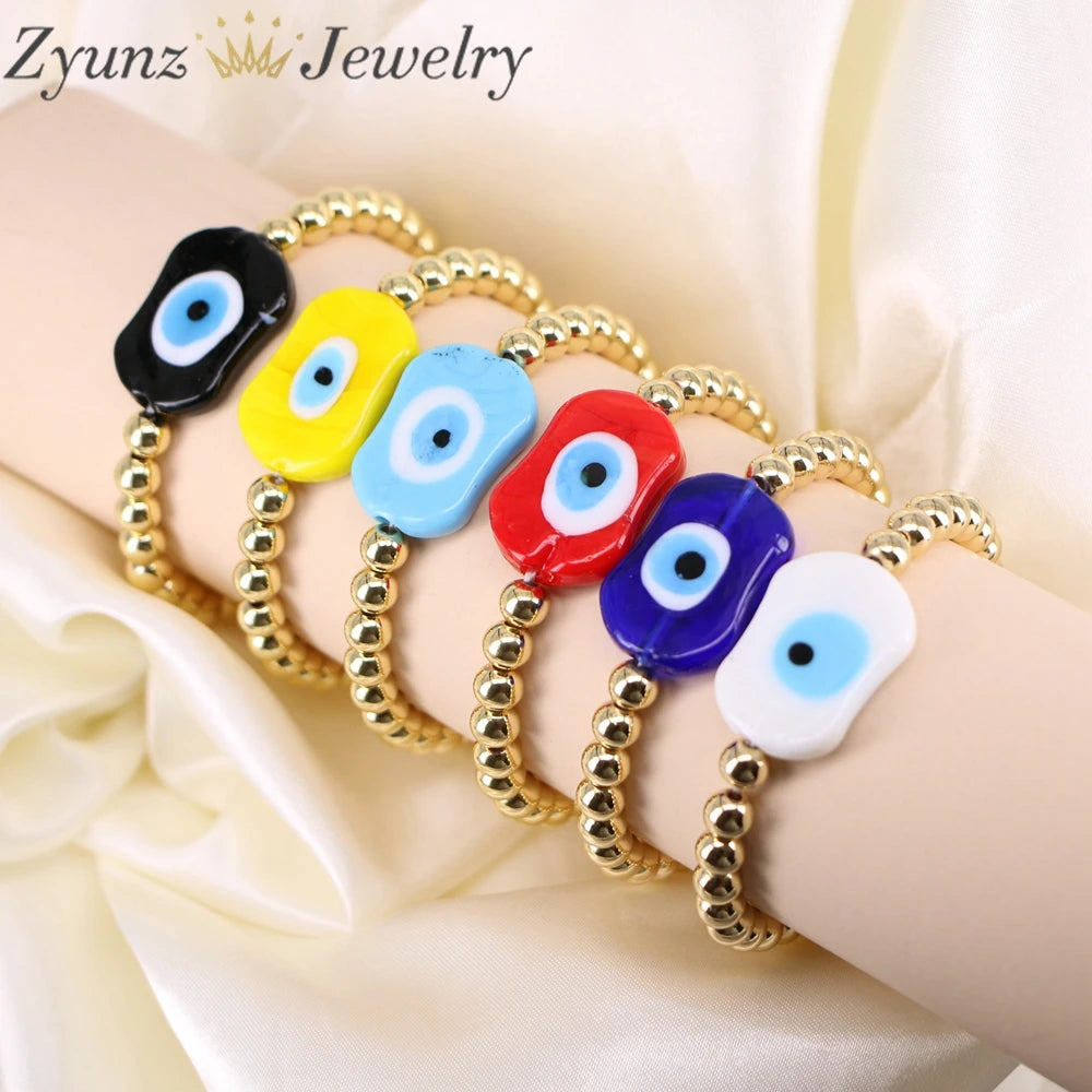 Colorful Evil Eye Bracelet for Women, Lampwork Eye Bracelet