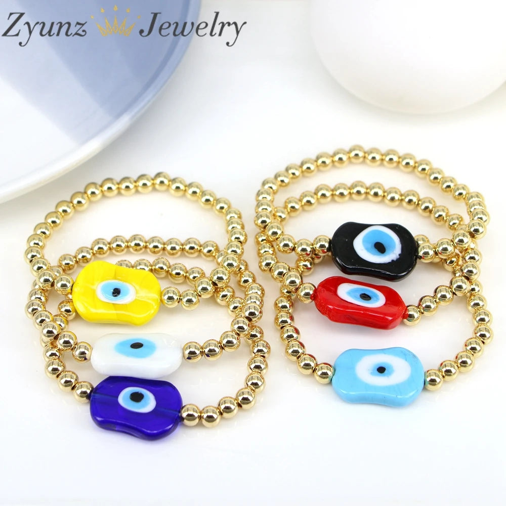 Colorful Evil Eye Bracelet for Women, Lampwork Eye Bracelet