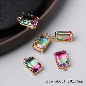 5PCS Colorful Gem Pendant Healing Crystal Charms for Jewelry Making
