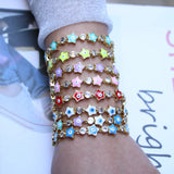 5PCS Copper Zircon Star Tennis Bracelets Enamel Eye Slide Bracelets