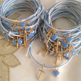 Crucifix Braided Bracelet Heart Charm Cross Jewelry