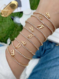 5PCS Crystal Tennis Chain Initial Bracelet for Women Boho Jewelry