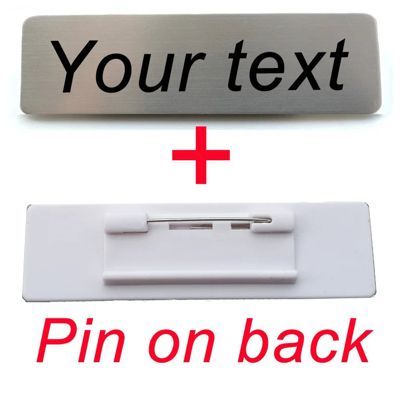 Custom Engraved Steel Brooches Pin Personalized Name Badges
