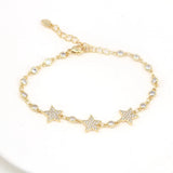 5PCS Heart Star CZ Zircon Bracelets Bangles Women Jewelry Dainty Bracelet