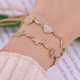5PCS Heart Star CZ Zircon Bracelets Bangles Women Jewelry Dainty Bracelet
