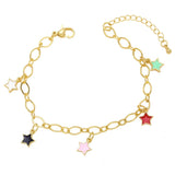 Heart Star Charm Bracelet Enamel Zircon Eye Charms for Women