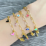 Heart Star Charm Bracelet Enamel Zircon Eye Charms for Women