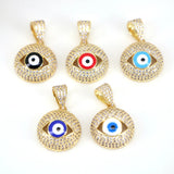 5PCS Round CZ Evil Eye Charm Pendant Necklace Accessories