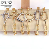 5PCS Cz Snap Clasp Charm Bracelet Heart Star Oval Shape Adjustable