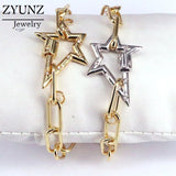 5PCS Cz Snap Clasp Charm Bracelet Heart Star Oval Shape Adjustable