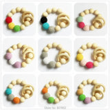 5PCS DIY Wooden Baby Pacifier Teething Wood Ring Crochet Knitted Beads