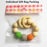 5PCS DIY Wooden Baby Pacifier Teething Wood Ring Crochet Knitted Beads