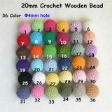 5PCS DIY Wooden Baby Pacifier Teething Wood Ring Crochet Knitted Beads